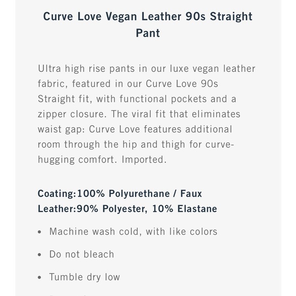 New! Abercrombie & Fitch SZ 31/12 curve love vegan leather high rise loose pants - Picture 8 of 14